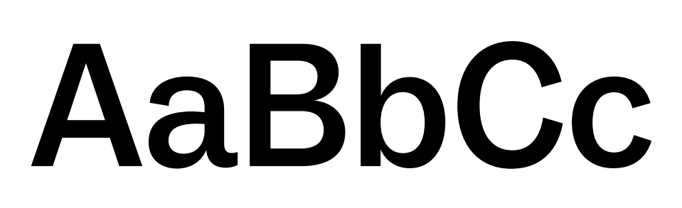 Image of our typeface showing "AaBbCc" in black text on a white background